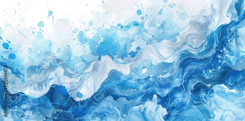 Abstract water ocean wave, blue, aqua, teal texture. Blue and white water wave web banner Graphic Resource as background for ocean wave abstract. Vita backdrop for copy space text ai generated 