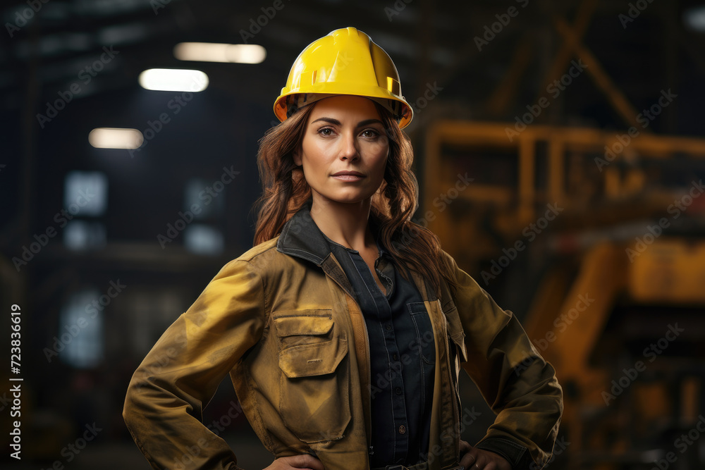 Portrait of engineer worker woman in helmet Portrait of engineer worker woman in helmet