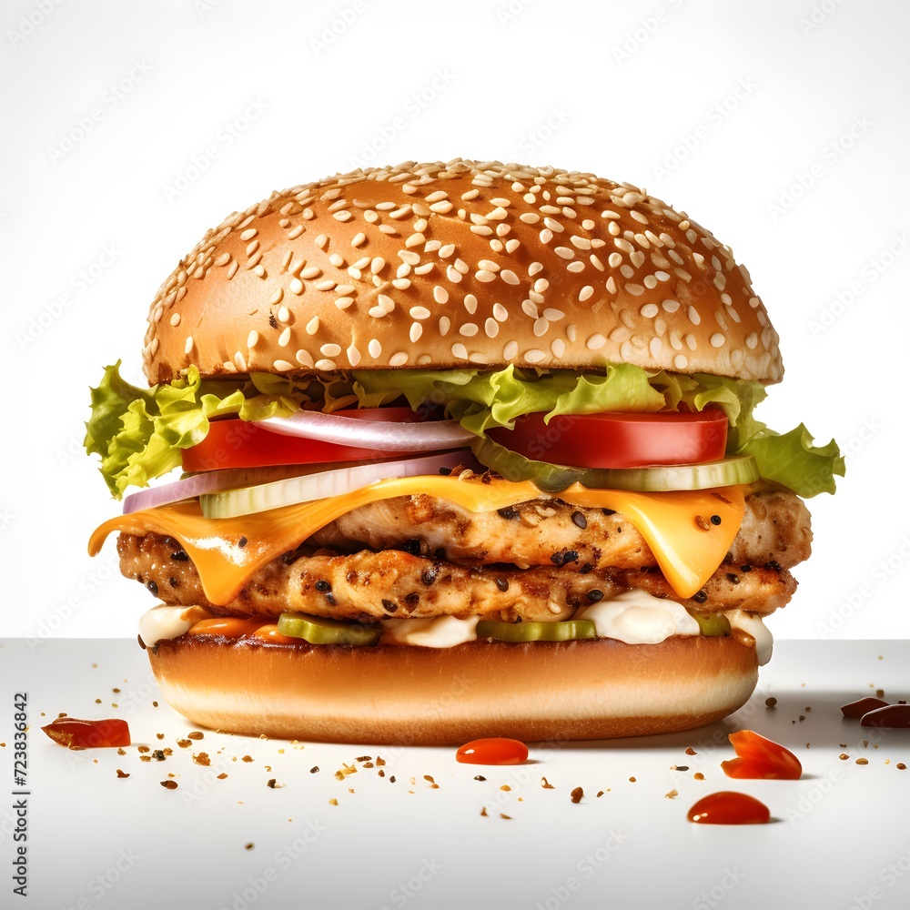 Chicken burger HDR with hyper realistic details