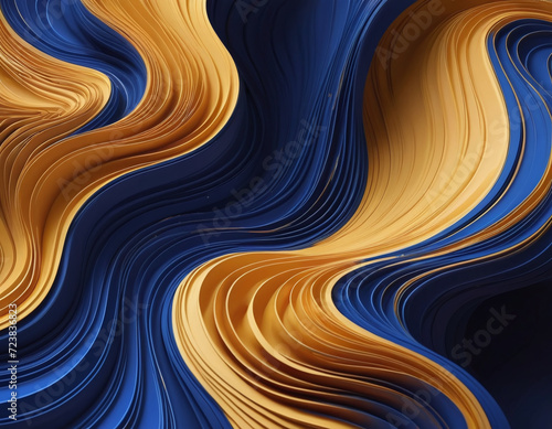 Textured fabric gradient  abstract. dark blue and yellow gold wave abstract background for design. Light wave  wavy line. Ombre gradient. Noise rough grungy grain brushed metal metallic effect