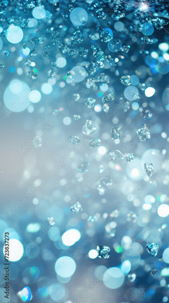 Abstract blue bokeh background with heart shaped glittering lights Abstract blue bokeh background with heart shaped glittering lights