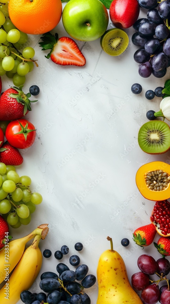 Fruit and vegetable frame background. World vegan day. World health day. Fruit and vegetable frame background. World vegan day. World health day.