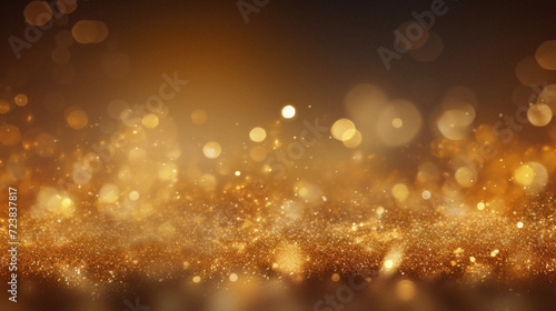 Golden glitter vintage lights background. gold and black. de-focused