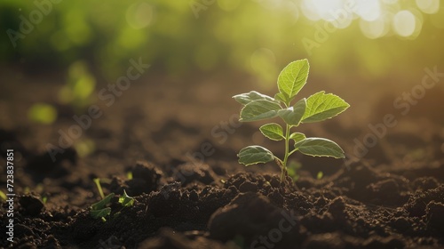 Amidst the beauty of the countryside, a young Withania plant can be seen growing in a field, exemplifying their dicotyledonous traits Ai generated