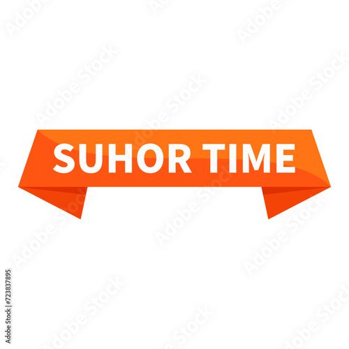 Suhor Time Text In Orange Rectangle Ribbon Shape For Information Promotion Business Marketing Announcement Social Media
