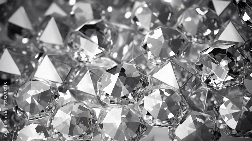 Diamonds on a white background, close-up, macro Diamonds on a white background, close-up, macro
