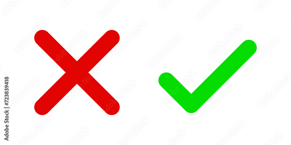 green tick and red cross green tick and red cross