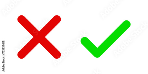green tick and red cross	