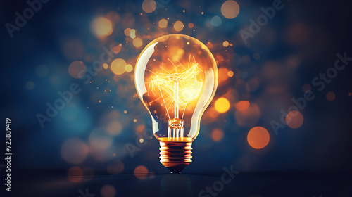 light bulb turns on partially bright idea on business success banner concept background