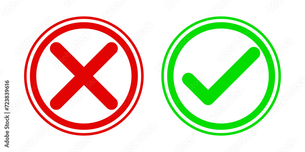 green tick and red cross green tick and red cross