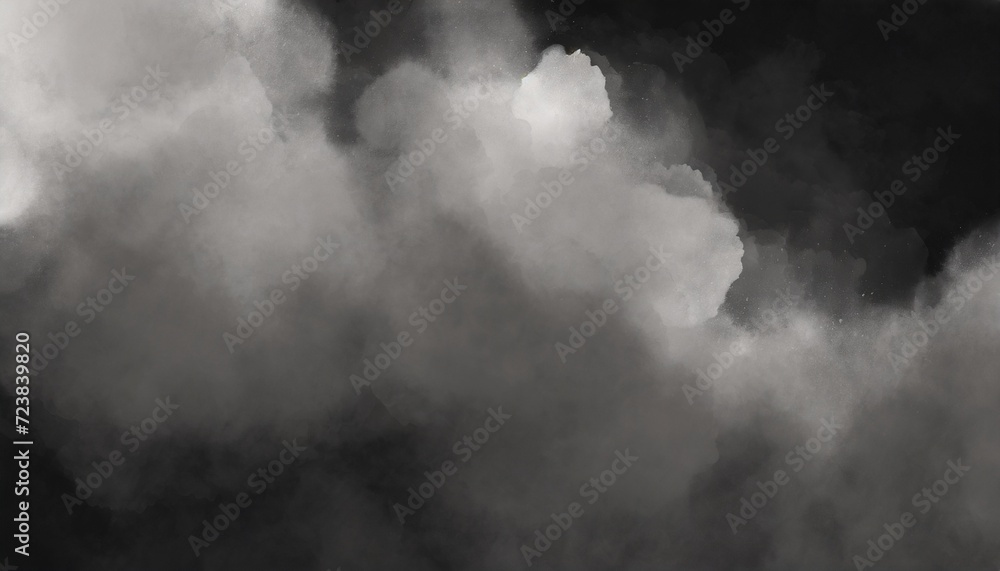 gray smoke on black color abstract watercolor background