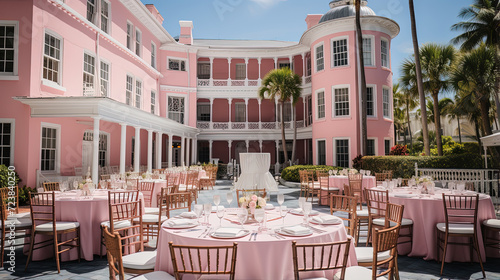 The Blushing Oasis: A Spectacular Pink Establishment Awash With Delightful Tables and Chairs
