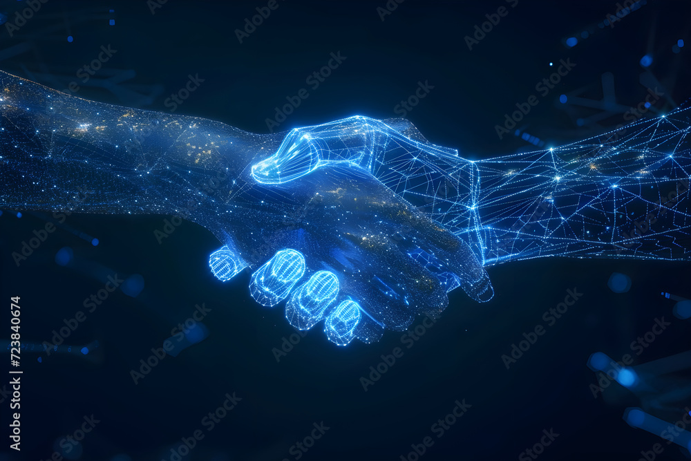 glowing handshaking glowing handshaking