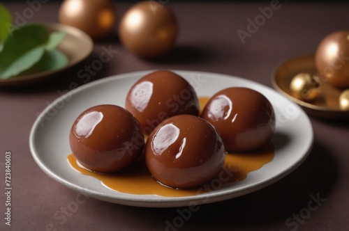 Gulab Jamun in Syrup on Plate