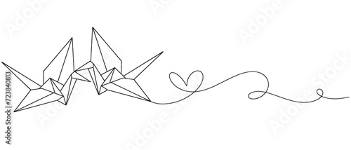 Origami bird line art illustration vector with transparent background 
