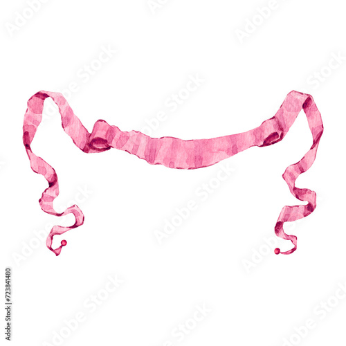 Watercolor vintage pink banner clipart Illustration
