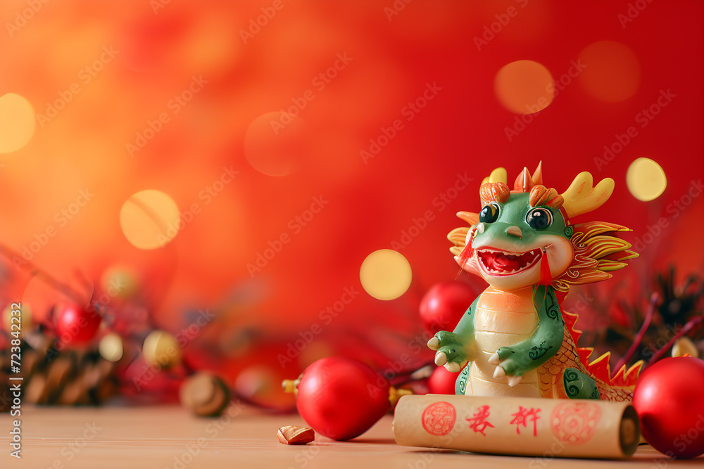 decoration with dragon on red background decoration with dragon on red background