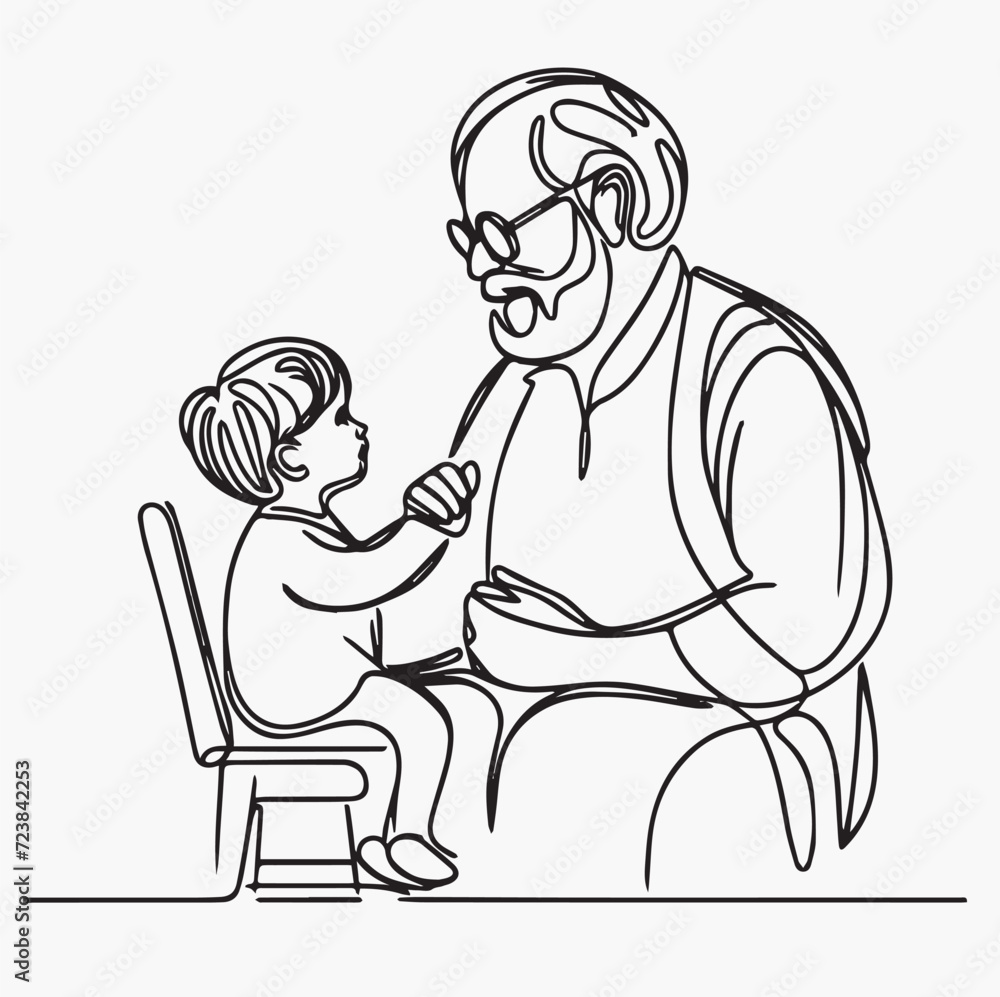 Grandfather and grandson sitting on chair. Vector illustration of grandfather and grandson Grandfather and grandson sitting on chair. Vector illustration of grandfather and grandson