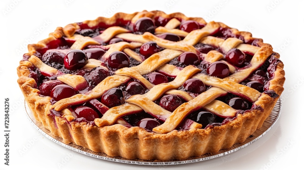 Cherry pie isolated on a white background Cherry pie isolated on a white background
