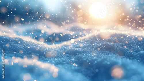 Frozen Symphony: Blue Snowstorm Texture Creating a Seasonal Canvas. Generative AI