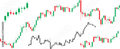Candlestick graph pattern chart of stock trading cryptocurrency, Market investment exchange in red, green and black design isolated set