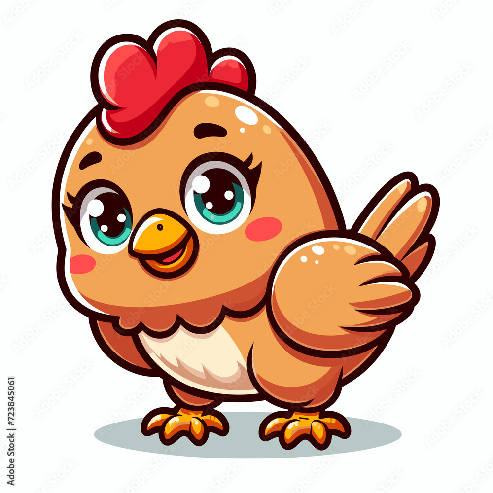 Cartoon character chicken, flat colors Cartoon character chicken, flat colors