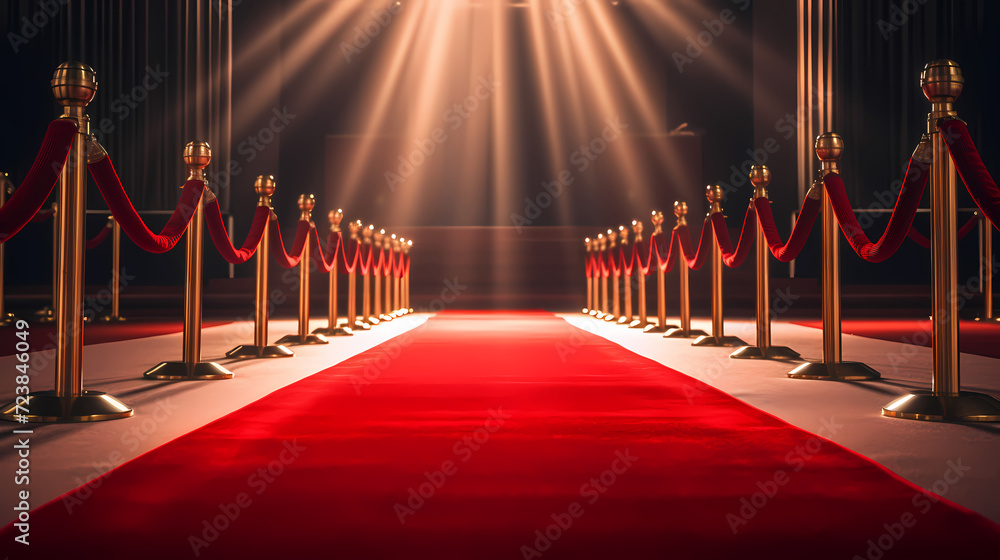 Red carpet on the stairs on dark background, the way to glory, victory and success Red carpet on the stairs on dark background, the way to glory, victory and success