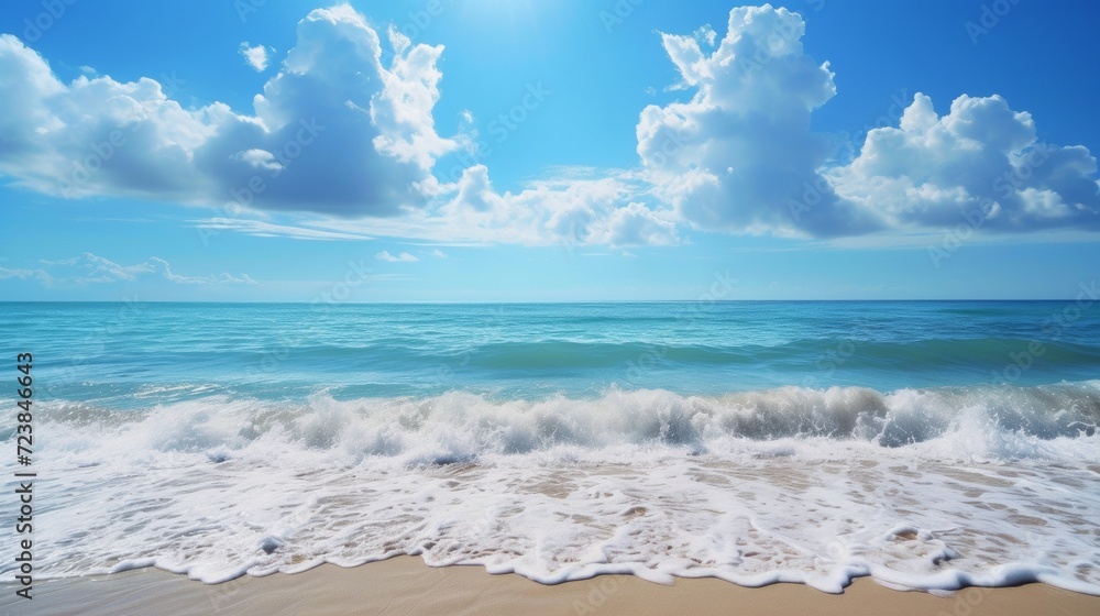 Coastal Scene With Rolling Waves on a Sandy Beach Coastal Scene With Rolling Waves on a Sandy Beach