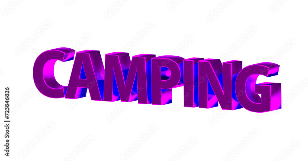 Camping, pinke plakative 3D-Schrift, Reisen, Urlaub, Zelten, Natur, Outdoor, Campingplatz, Ausrüstung, Caravan, Campingzelte, Lagerfeuer, Rendering, Freisteller Camping, pinke plakative 3D-Schrift, Reisen, Urlaub, Zelten, Natur, Outdoor, Campingplatz, Ausrüstung, Caravan, Campingzelte, Lagerfeuer, Rendering, Freisteller