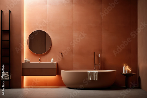 Sienna color minimal design decoration modern bathroom interior