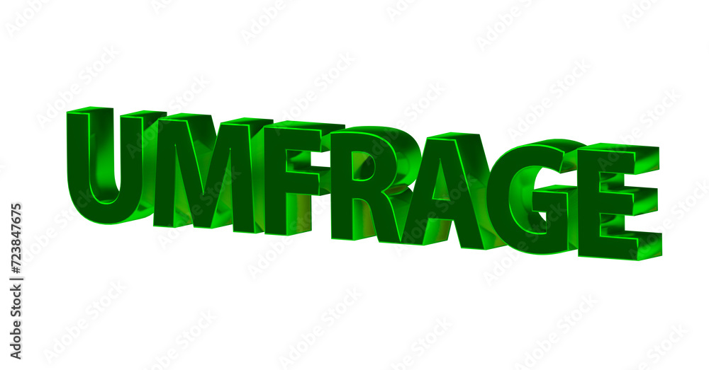 Umfrage - grüne plakative 3D-Schrift, Meinungsumfrage, online Umfrage, Wahlumfrage, Umfrage Auswertung, Meinung, anonym, Trend, Wünsche, Interessen, Marketing, Marktforschung, Rendering, Freisteller Umfrage - grüne plakative 3D-Schrift, Meinungsumfrage, online Umfrage, Wahlumfrage, Umfrage Auswertung, Meinung, anonym, Trend, Wünsche, Interessen, Marketing, Marktforschung, Rendering, Freisteller