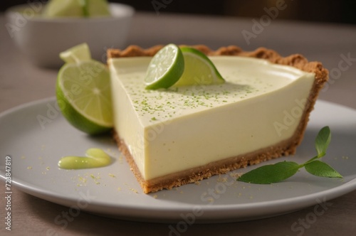 Fresh lime pie slice on elegant plate