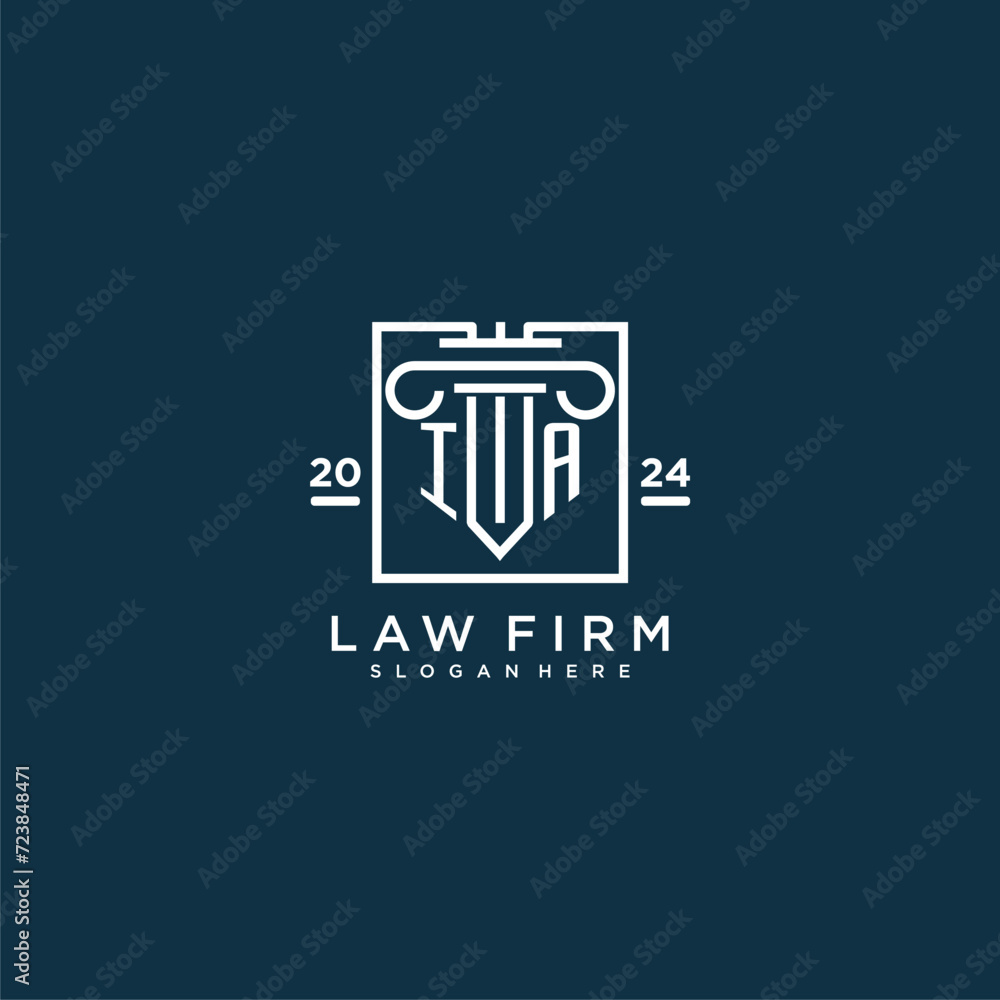IA initial monogram logo for lawfirm with pillar design in creative square