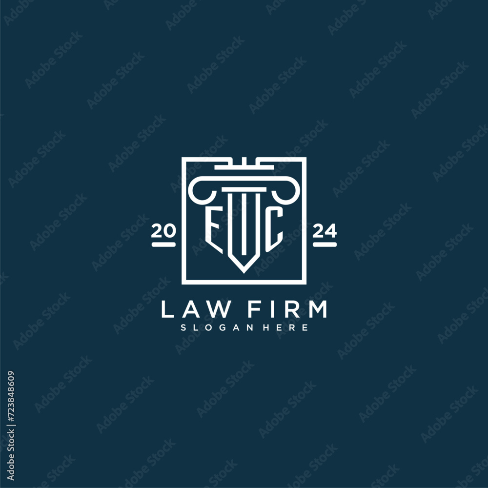 EC initial monogram logo for lawfirm with pillar design in creative square EC initial monogram logo for lawfirm with pillar design in creative square