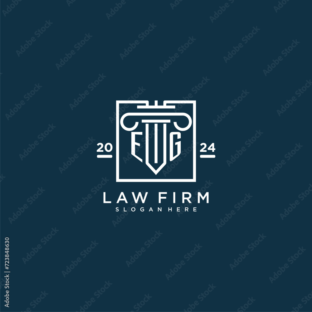EG initial monogram logo for lawfirm with pillar design in creative square