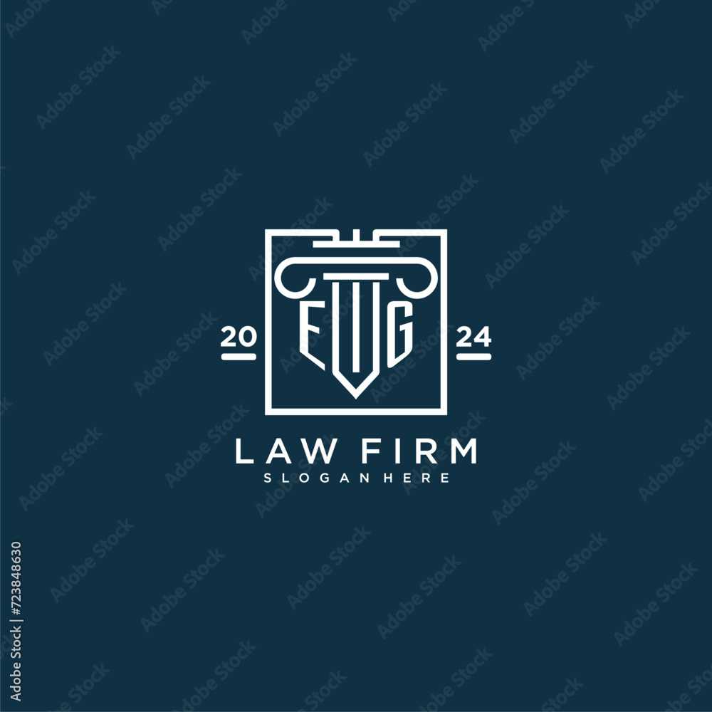 EG initial monogram logo for lawfirm with pillar design in creative square EG initial monogram logo for lawfirm with pillar design in creative square