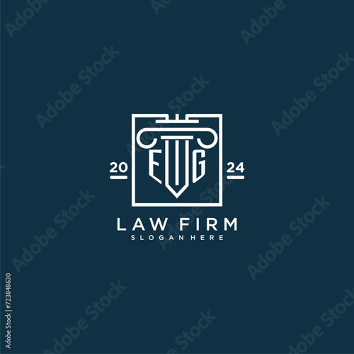 EG initial monogram logo for lawfirm with pillar design in creative square