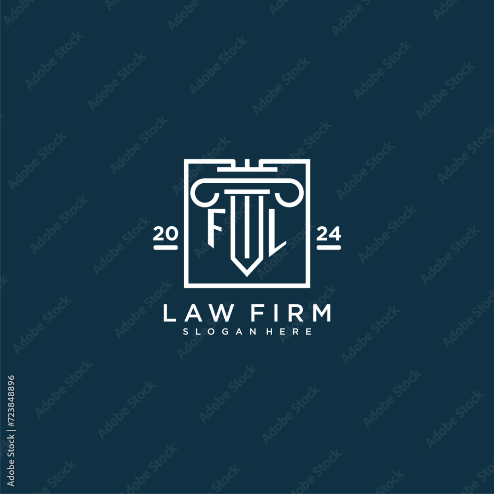 FL initial monogram logo for lawfirm with pillar design in creative square FL initial monogram logo for lawfirm with pillar design in creative square
