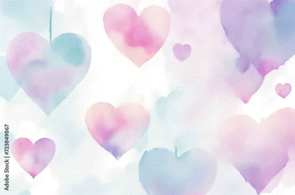 Dive into a world of love with this enchanting background of watercolor hearts in soft pastel hues. Perfect for Valentine’s Day!