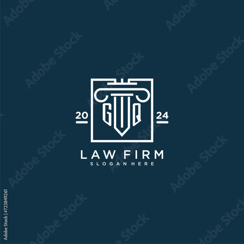GQ initial monogram logo for lawfirm with pillar design in creative square
