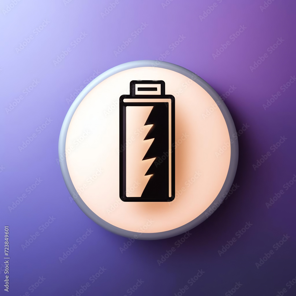 Battery indicator is in a circle on a bright background. Battery indicator is in a circle on a bright background.