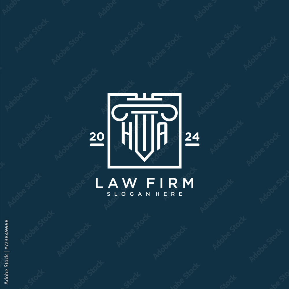 HA initial monogram logo for lawfirm with pillar design in creative square HA initial monogram logo for lawfirm with pillar design in creative square
