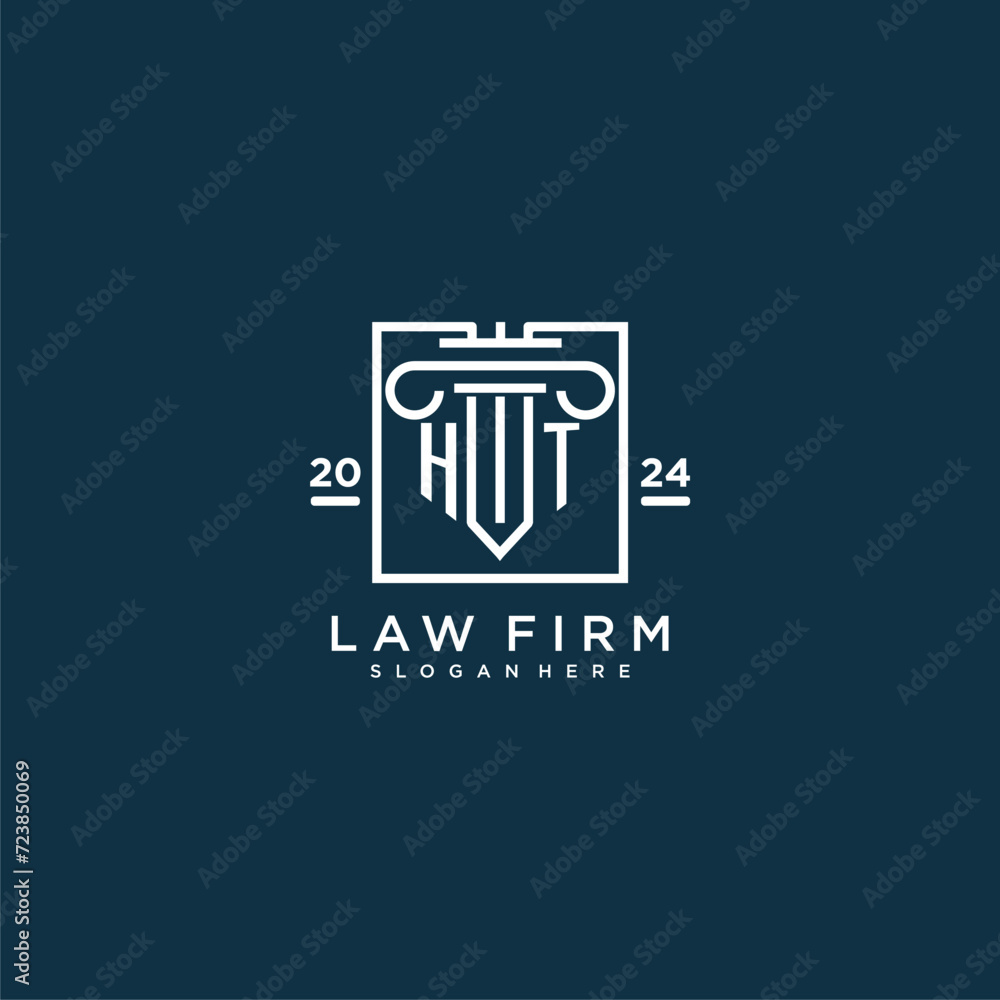 HT initial monogram logo for lawfirm with pillar design in creative square HT initial monogram logo for lawfirm with pillar design in creative square