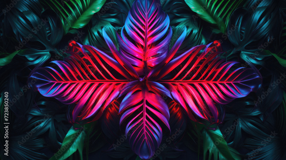 Tropical background. Multicolor tropical leaves .