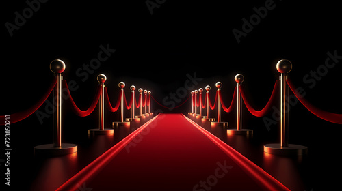 Red carpet on the stairs on dark background, the way to glory, victory and success © ting