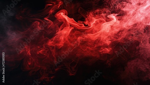 Abstract red smoke texture isolated on clear black background