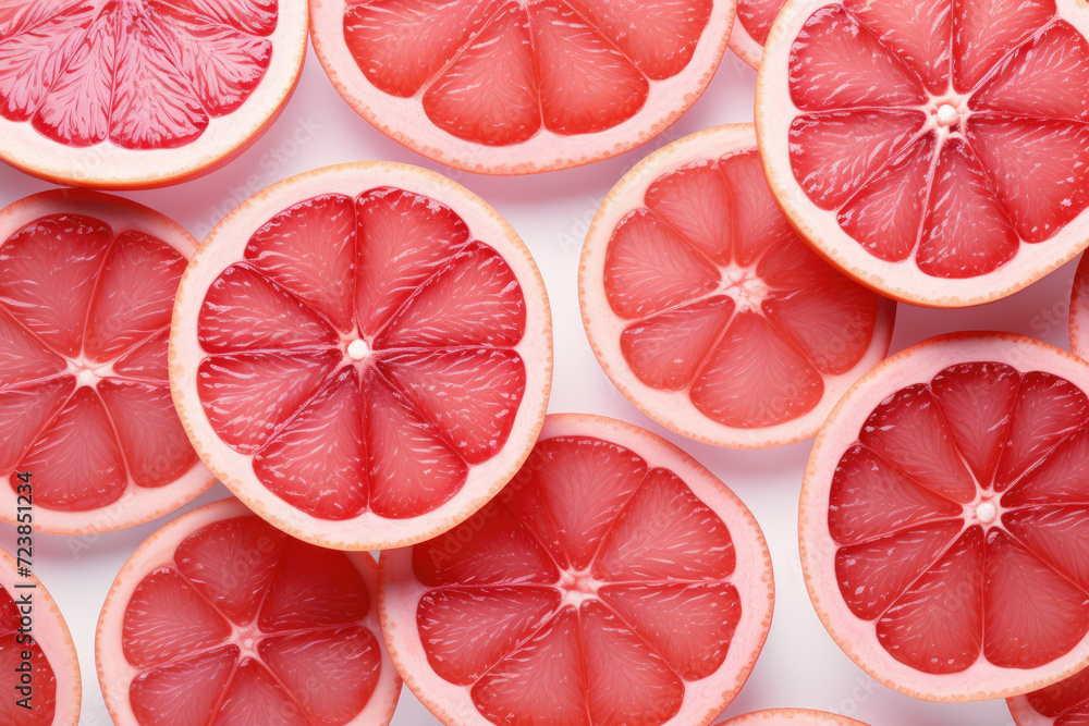 Slice of grapefruit fruit, white background Slice of grapefruit fruit, white background