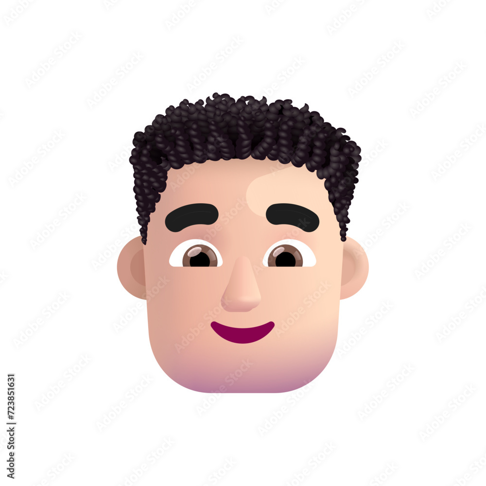 Man: Curly Hair :Light Skin Tone Man: Curly Hair :Light Skin Tone