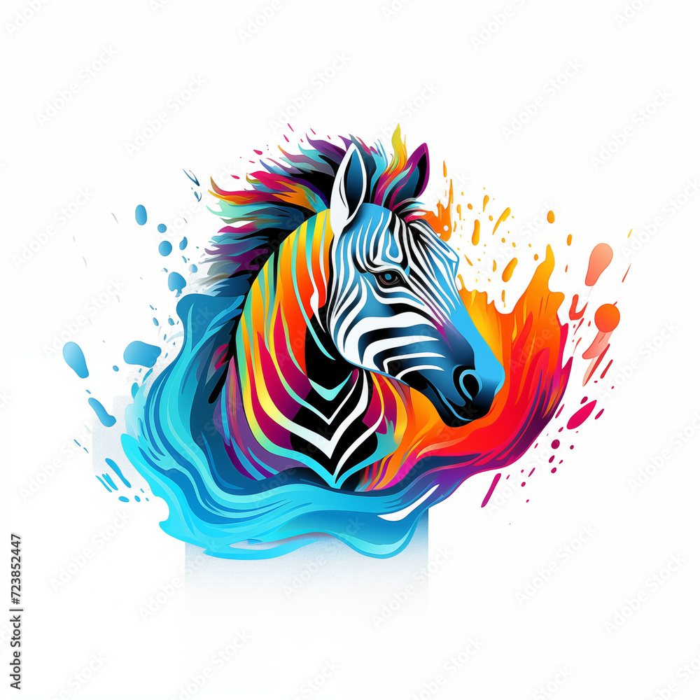 Color liquid ink splash abstract background representing an abstract zebra