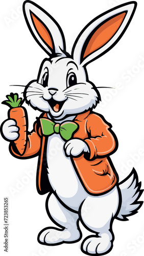 Beautiful and lovely bunny and carrot cartoon vector  © LuisAlfonso